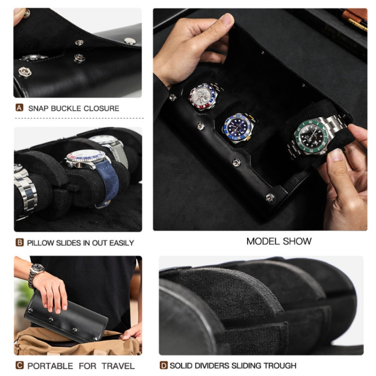 CONTACTS FAMILY Outdoor Convenient Leather Watch Storage Box(Black)