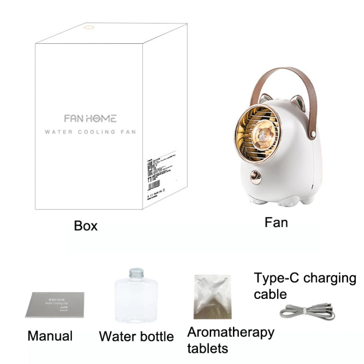 Turbine Water Cold Fan USB Desktop Humidity Spray Small Fan(Tanuka White 2000 mAh)