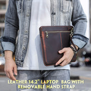 CONTACTS FAMILY Leather Laptop Sleeve For Macbook Pro 14.2 Inch(Coffee)