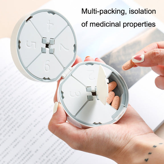 Double-layer Round Eight Grids Portable Medicine Box with Cutter(White)