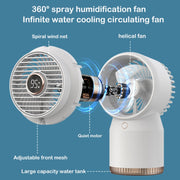 Spray Humidified LED Digital Display Office Home Fan, Style: 3600mAh Rechargeable(Blue)