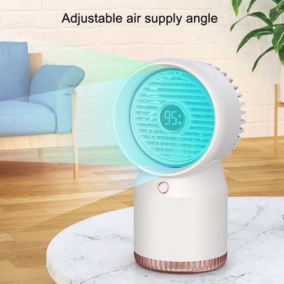 Spray Humidified LED Digital Display Office Home Fan, Style: 3600mAh Rechargeable(White)