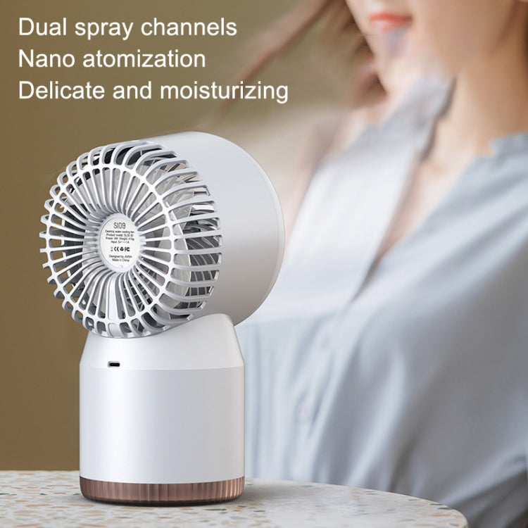 Spray Humidified LED Digital Display Office Home Fan, Style: 3600mAh Rechargeable(White)