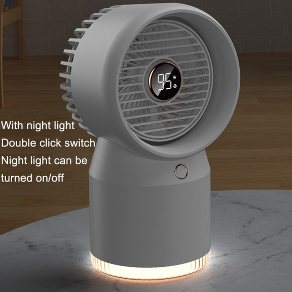 Spray Humidified LED Digital Display Office Home Fan, Style: 3600mAh Rechargeable(White)