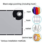Folding Metal Anti-Light HD Projection Curtain, Size: 120 inch 16:9 266x148cm Punch Black Border