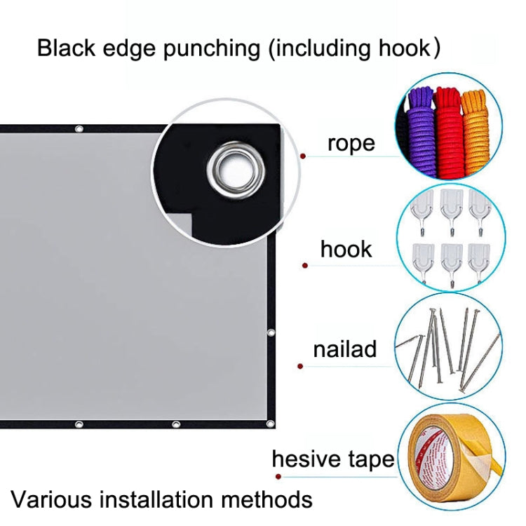 Folding Metal Anti-Light HD Projection Curtain, Size: 120 inch 16:9 266x148cm Punch Black Border
