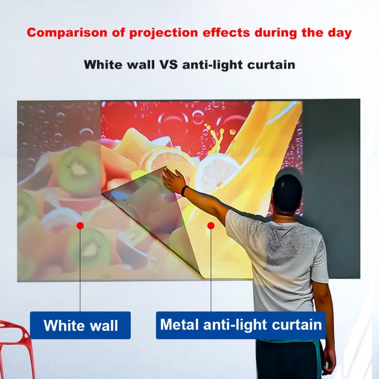 Folding Metal Anti-Light HD Projection Curtain, Size: 120 inch 16:9 266x148cm Punch Black Border
