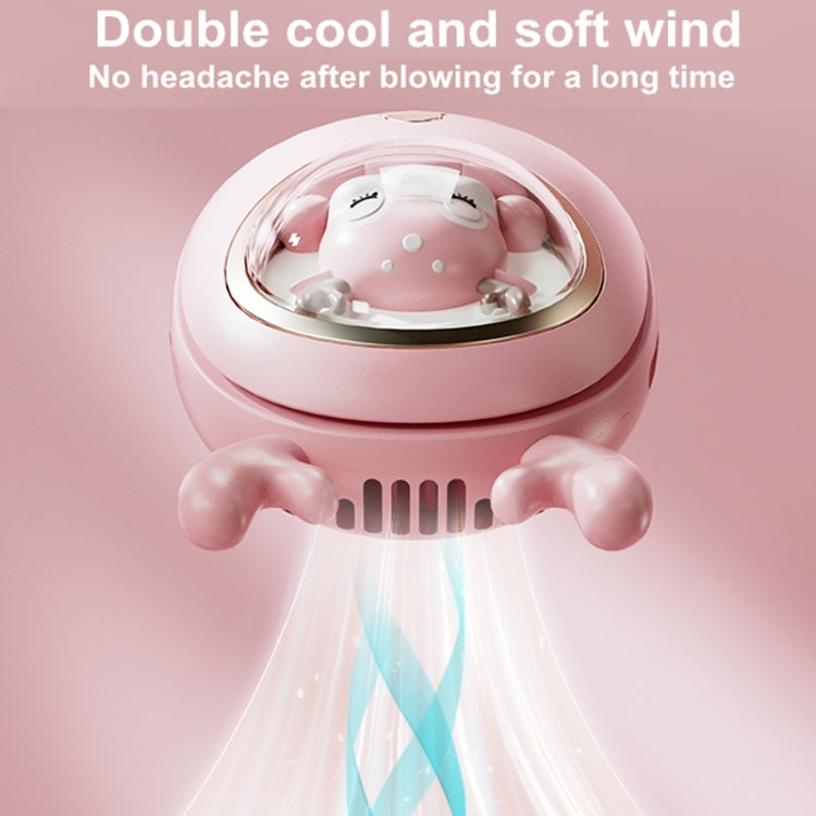Children Hanging Neck Fan USB Handheld Light Glowing Mini Portable Fan(White)