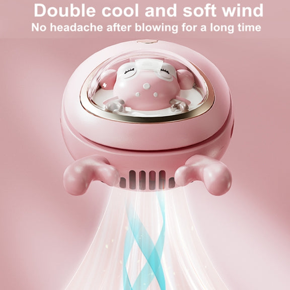 Children Hanging Neck Fan USB Handheld Light Glowing Mini Portable Fan(Yellow)