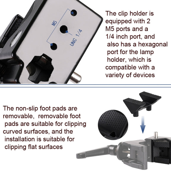 CL-22 Multi-function SLR Camera Fixed Clip Gimbal Vigorously Clip Photography Pliers(Black)