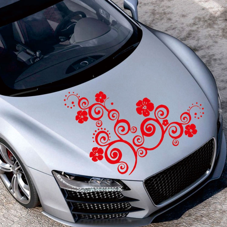 D-908 Summer Flower Totem PVC Car Hood Sticker(Red) - Decorative Sticker by PMC TechLife | Online Shopping South Africa | PMC TechLife | Buy Now Pay Later Mobicred