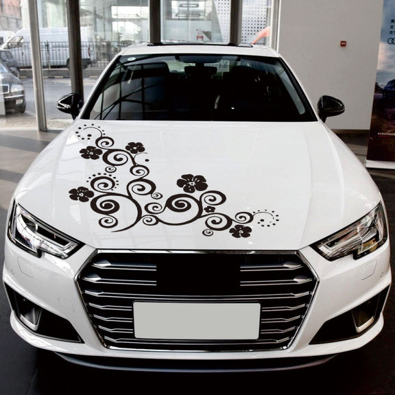 D-908 Summer Flower Totem PVC Car Hood Sticker(Red)