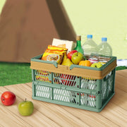 Foldable Picnic Basket Supermarket Shopping Basket,Size: 25x30.5x44cm(Green Coffee)