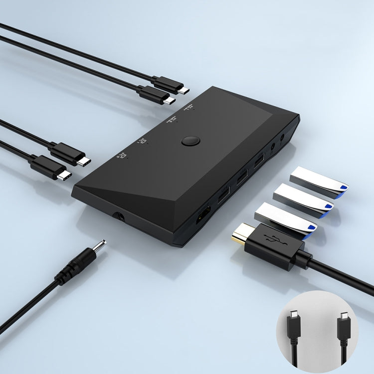 2 In 1 Out 4K 60Hz Type-C Notebook Dedicated KVM Switch(Black) - Others by PMC TechLife | Online Shopping South Africa | PMC TechLife | Buy Now Pay Later Mobicred