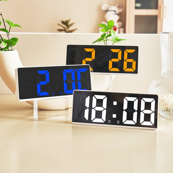 LED Bedside Alarm Clock Battery Plug-In Dual-Purpose Clock(Orange)