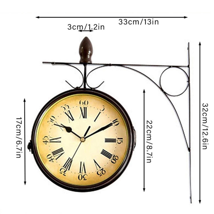 Iron Retro Home Wall Clock Double Side Hanging Clock, Size: 8 inch(Monochrome 62450114A) - Wall Clock by PMc TechLife | Online Shopping South Africa | PMc TechLife | Buy Now Pay Later Mobicred