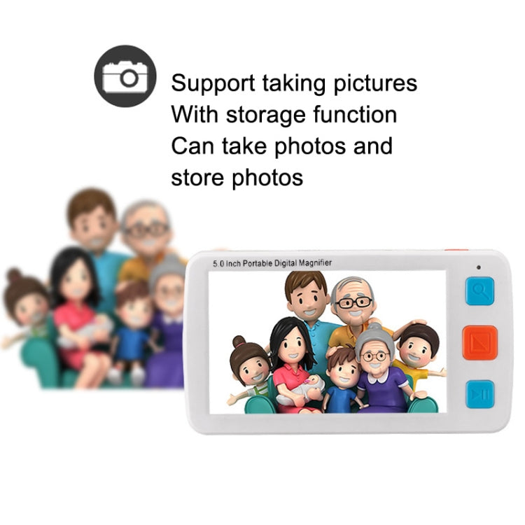 5.0 inch Portable HD Electronic Vision Aid Low Vision Magnifying Glass Reader, US Plug(White) - Hand Held Style by PMC TechLife | Online Shopping South Africa | PMC TechLife