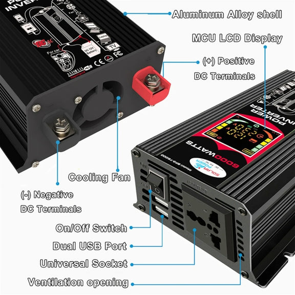 Tang 3 Generations Home Solar Generator Inverter+30A Controller+18W 12V Solar Panel, Specification: Black 12V To 220V