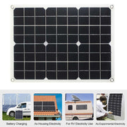 Tang 3 Generations Home Solar Generator Inverter+30A Controller+18W 12V Solar Panel, Specification: Black 12V To 110V