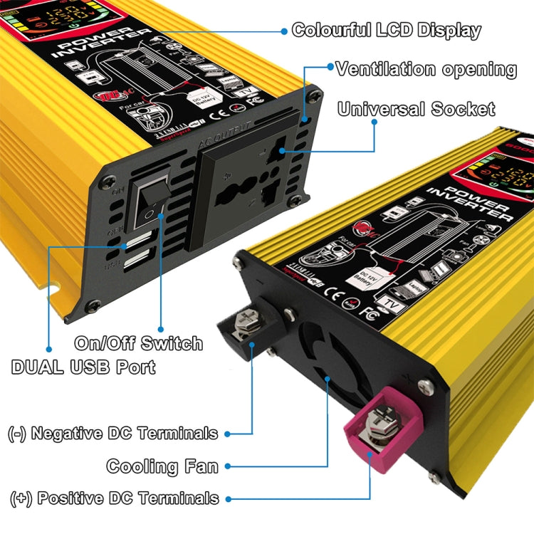 Tang 3 Generations Home Solar Generator Inverter+30A Controller+18W 12V Solar Panel, Specification: Yellow 12V To 220V