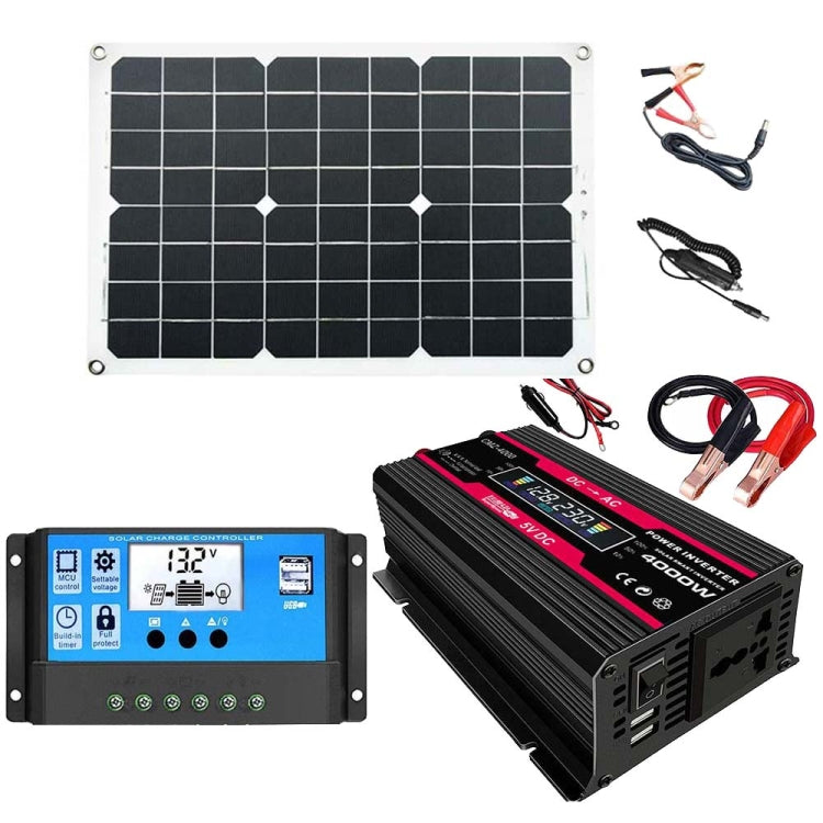 Zhi Zun Solar Power System Inverters+30A Controller+18W 18V Solar Panel, Specification: Black 12V To 110V - free shipping - PMC TechLife - Order now!