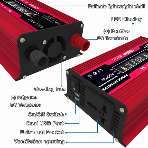 Zhi Zun Solar Power System Inverters+30A Controller+18W 18V Solar Panel, Specification: Red 12V To 220V