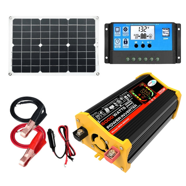 Saga 3 Generations Home Solar Generator Inverter+30A Controller+18W 12V Solar Panel, Specification: Black 12V To 110V
