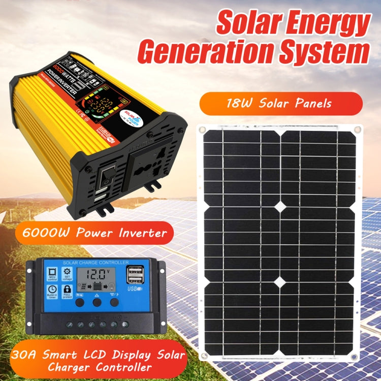 Saga 3 Generations Home Solar Generator Inverter+30A Controller+18W 12V Solar Panel, Specification: Yellow 12V To 110V - Modified Square Wave by PMC TechLife | Online Shopping South Africa | PMC TechLife | Buy Now Pay Later Mobicred