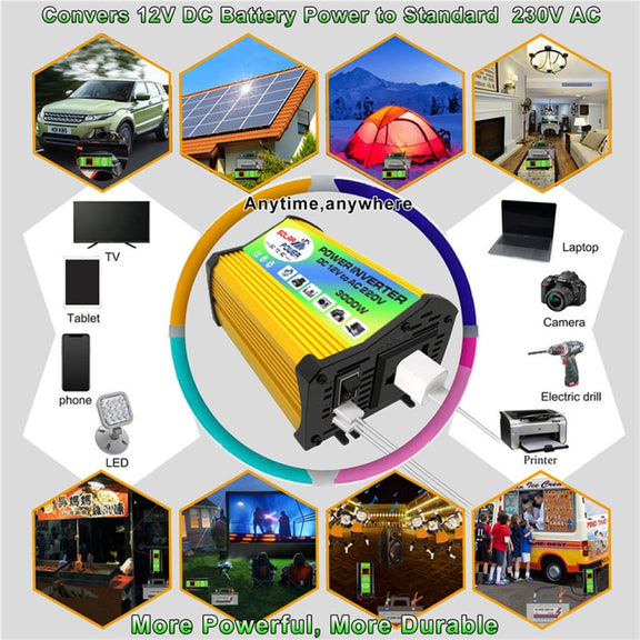 Saga Generation 1 Home Solar Generator Inverter+30A Controller+18W 12V Solar Panel, Specification: Yellow 12V To 220V