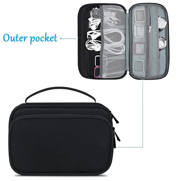 Multifunction Watch Strap Data Line 36 Slots Storage Bag(Black)