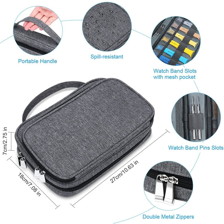 Multifunction Watch Strap Data Line 36 Slots Storage Bag(Grey)