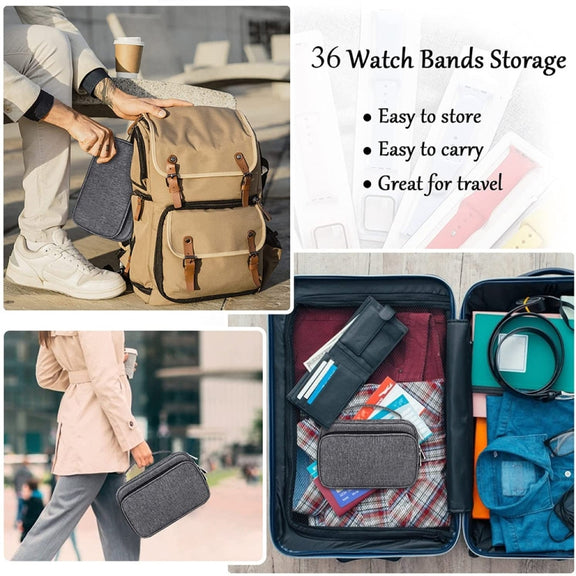 Multifunction Watch Strap Data Line 36 Slots Storage Bag(Grey)