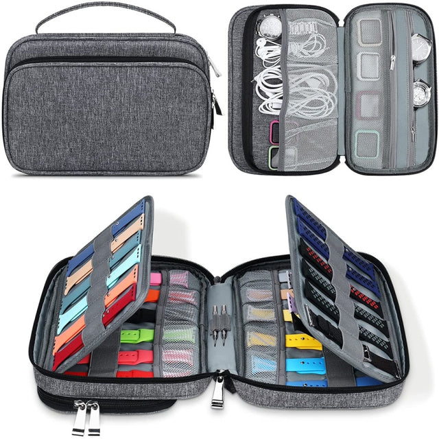 Multifunction Watch Strap Data Line 36 Slots Storage Bag(Grey)