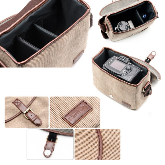 Casual SLR Camera Canvas Crossbody Bag(Gray)