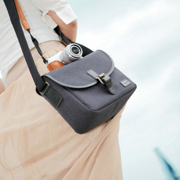 Casual SLR Camera Canvas Crossbody Bag(Blue)