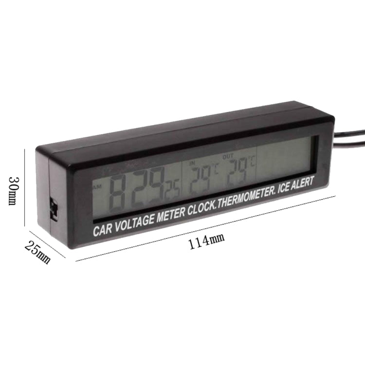 Car Inside And Outside Dual Temperature+Clock+Voltage LED Electronic Display(Orange+Blue)