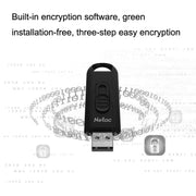 Netac U309 High Speed USB3.0 Push-Pull Encrypted USB Flash Drive, Capacity: 64GB