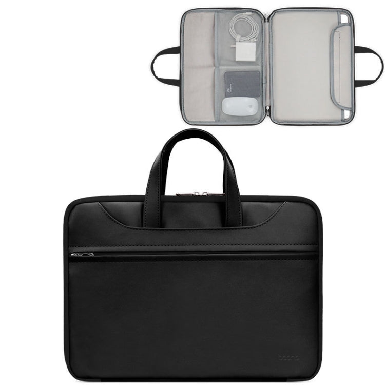 Baona BN-Q006 PU Leather Full Opening Laptop Handbag For 11/12 inches(Black) - 12.1 inch by Baona | Online Shopping South Africa | PMC TechLife | Buy Now Pay Later Mobicred