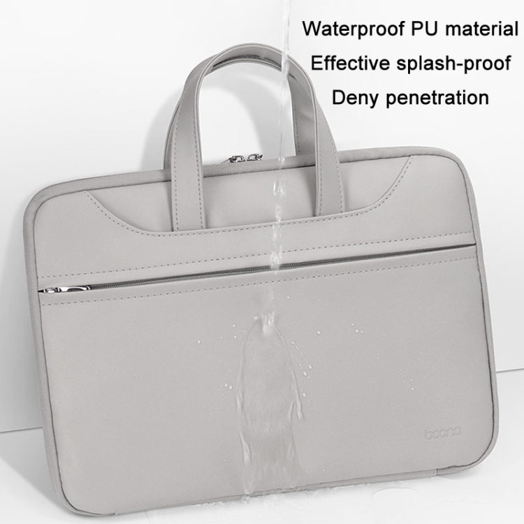 Baona BN-Q006 PU Leather Full Opening Laptop Handbag For 14 inches(Grey)