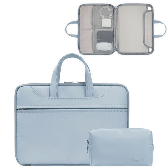 Baona BN-Q006 PU Leather Full Opening Laptop Handbag For 13/13.3 inches(Sky Blue+Power Bag)