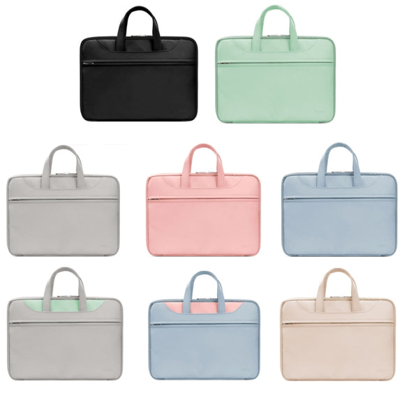 Baona BN-Q006 PU Leather Full Opening Laptop Handbag For 14 inches(Sky Blue+Pink)
