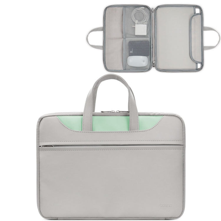 Baona BN-Q006 PU Leather Full Opening Laptop Handbag For 15/15.6/16 inches(Gray+Mint Green) - free shipping - PMC Jewellery - Order now!