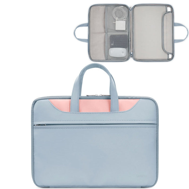 Baona BN-Q006 PU Leather Full Opening Laptop Handbag For 15/15.6/16 inches(Sky Blue+Pink) - free shipping - PMC Jewellery - Order now!