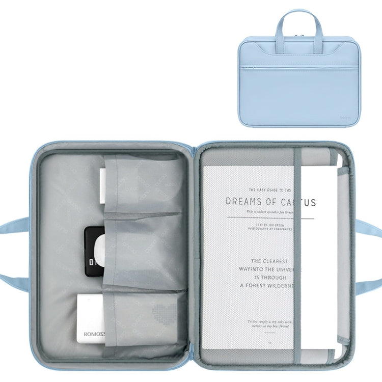 Baona BN-Q006 PU Leather Full Opening Laptop Handbag For 15/15.6/16 inches(Sky Blue Thicken) - free shipping - PMC Jewellery - Order now!