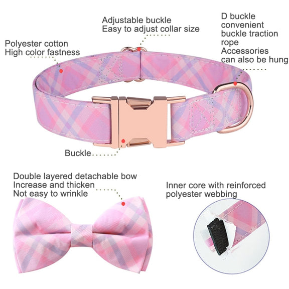 Rose Gold Buckle Pet Detachable Bow Collar, Size: M 2.0x33-50cm(Blue Snake Flower)