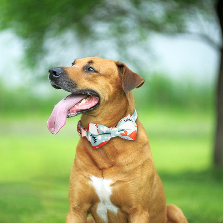 Rose Gold Buckle Pet Detachable Bow Collar, Size: M 2.0x33-50cm(Blue Snake Flower) - Collars by PMC TechLife | Online Shopping South Africa | PMC TechLife