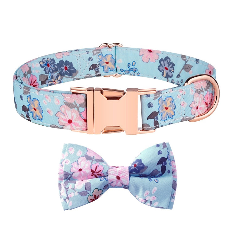 Rose Gold Buckle Pet Detachable Bow Collar, Size: XL 2.5x43-70cm(Blue Bellland) - Collars by PMC TechLife | Online Shopping South Africa | PMC TechLife | Buy Now Pay Later Mobicred