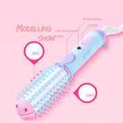 GeLinSi GLS-003 20W 2 in 1 Ceramic Glaze Mini Curler Comb, EU Plug(Pink)