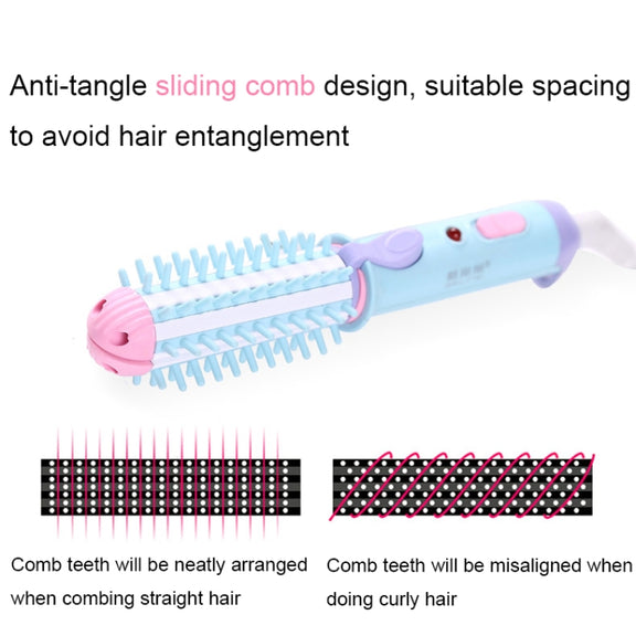 GeLinSi GLS-003 20W 2 in 1 Ceramic Glaze Mini Curler Comb, EU Plug(Pink)
