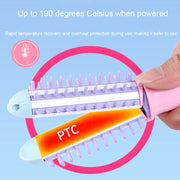 GeLinSi GLS-003 20W 2 in 1 Ceramic Glaze Mini Curler Comb, EU Plug(Pink)